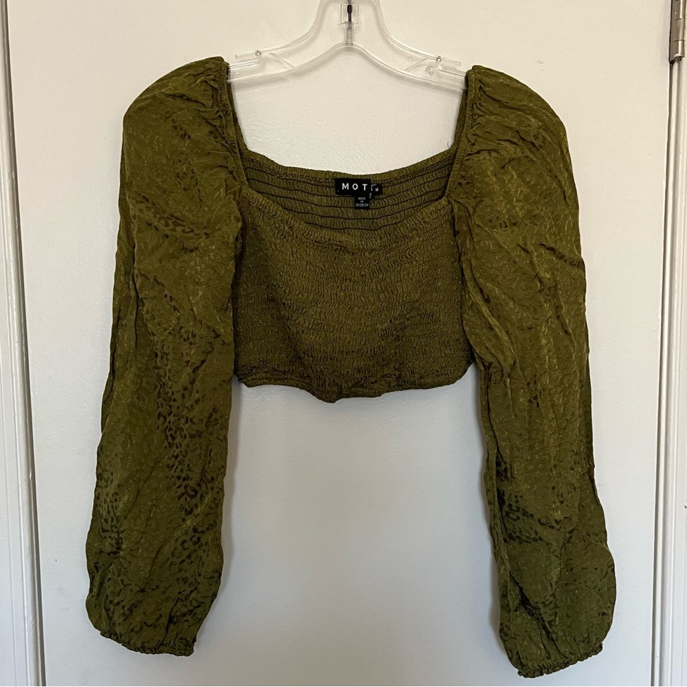 MOTEL cheetah print olive green bandage top